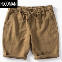 HLCOMAN夏季薄款亚麻三四分短裤男士宽松直筒运动休闲5五分裤百搭棉麻裤