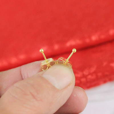 镀金饰品仿24K黄铜耳钉沙金鼻钉韩版个性小球耳钉久不掉色送女朋友老婆情人节七夕生日礼物