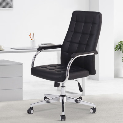 域赢电脑椅办公椅职员椅家用带轮转椅人体工学椅-黑色