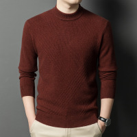 100%绵羊毛衫圆领450g加厚保暖纯色提花打底针织濮院工厂纯羊毛衫