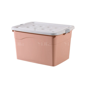 翌嘉YJ4120502 塑料收纳箱带盖子储物整理箱存放箱 粉色 480*350*270