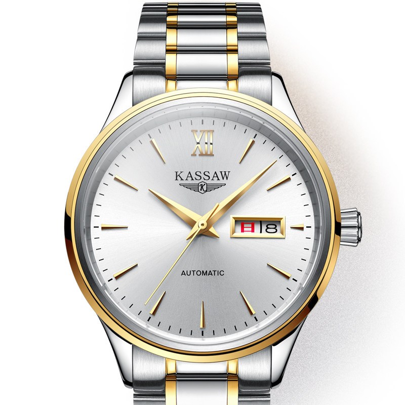 (kassaw)手表男士自动机械表男表防水钢带时尚日历商务男士手表 k883s