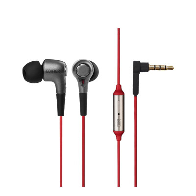Edifier/漫步者 H230P手机3.5mm插孔有线耳机入耳式重低音炮通用线控耳塞带麦 红色