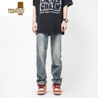 YANXUPOCK UP美式高街黄泥色直筒宽松复古牛仔裤男款垂感秋季裤子男