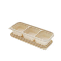 百晟长恒 BSCH-66 环保淀粉三格长餐盒 中号 (计价单位:个)黄色