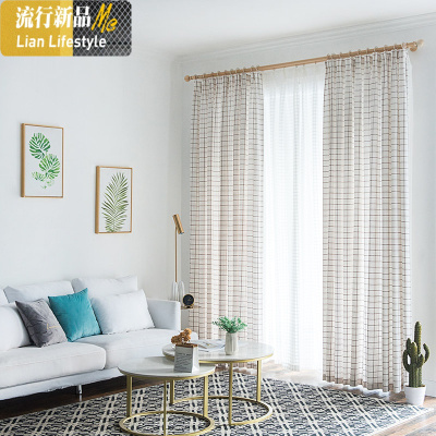 窗帘遮光ins北欧简约卧室客厅飘窗白色棉麻轻奢文艺清新日式 三维工匠