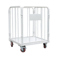 臻远ZY-L15仓储笼 折叠物流台车快递仓库周转车 800*800*1100加门