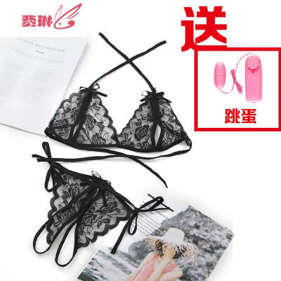 大码情趣内衣露乳性感透明蕾丝三点开档免脱胖mm比基尼套装骚费琳