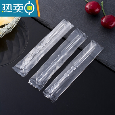 敬平整箱1万支水果叉竹节叉加厚加硬小叉子独立包装试吃叉 水晶2000支(独立包装) 竹节叉牙签