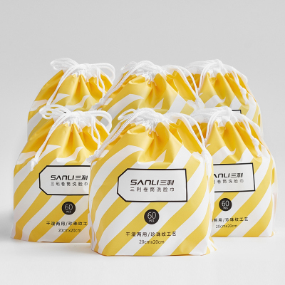 三利洗脸巾一次性毛巾加厚棉柔巾美容化妆棉干湿两用洁面巾卷筒式擦脸巾6包360抽20*20cm