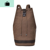 双肩水桶抽绳背包帆布男ins大容量行李户外旅行登山运动篮球书包NEW LAKE 小款咖啡色