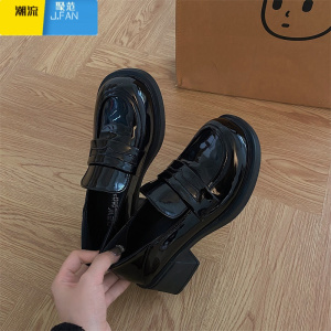 聚范英伦风粗跟高跟小皮鞋女复古法式乐福鞋工作鞋休闲百搭鞋子jk单鞋