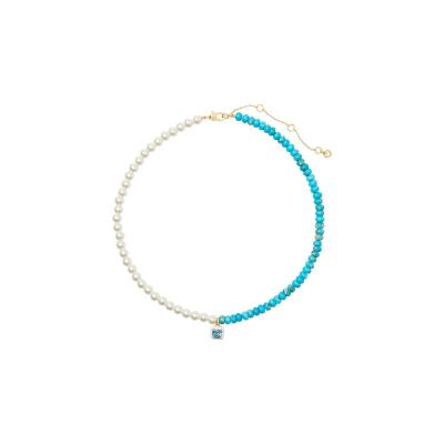  凯特·丝蓓(KATE SPADE)金镀 brass 贝珠项链闪耀 CZ 水晶日常佩