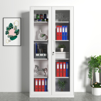 初嘉WJGT-021钢制文件柜窄边资料柜拆装档案柜带锁储物柜纯白通玻文件柜