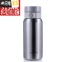 三维工匠保温杯B22弹跳盖大容量户外运动一键单手开盖真空杯车载水杯 B21银灰315送杯套+杯刷