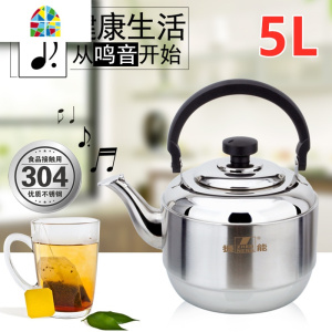 304不锈钢鸣音烧水壶鸣笛热水壶5L6L/7L大容量燃气电磁炉 FENGHOU 银色