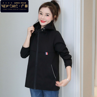 广赫女士短款风衣外套时尚简约气质显瘦韩版宽松休闲百搭春秋外套女潮风衣