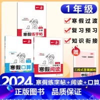1年级[语数3本]寒假口算RJ+阅读+练字帖 小学通用 [正版]2024版一本小学数学寒假口算+计算+应用题寒假作业衔接