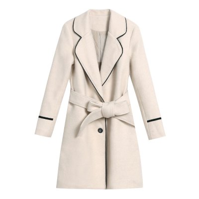 FISHBASKET2020年新款韩版夹棉加厚小个子毛呢外套女百搭中长款呢子大衣毛呢外套