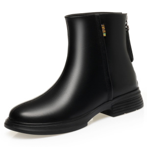 厚底马丁靴女秋冬新款软皮加绒白色短靴大码透气时尚单靴