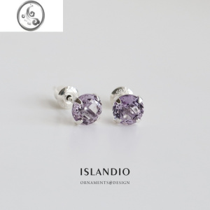 JiMi原创小众设计感紫色水晶玫瑰耳钉2022全新夏天甜酷银银饰职业女 紫水晶5.5mm一对