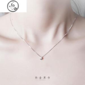 《》S925纯银饰品简约立体小月亮吊坠细锁骨链项链女配饰 JiMi 月亮套链