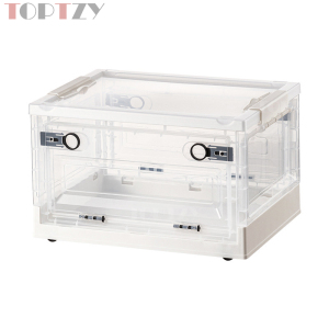toptzy TZ5071713 户外便携透明折叠箱家用衣物防尘储物柜 透明配白色 390*290*240
