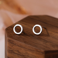 S999足银几何圆圈耳钉女小众设计感耳环简约百搭时尚耳骨纯银饰品送女朋友老婆情人节七夕生日礼物