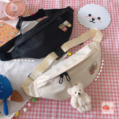 港风日系原宿百搭小清新腰包韩国chic街拍潮斜挎学生男女纯色胸包