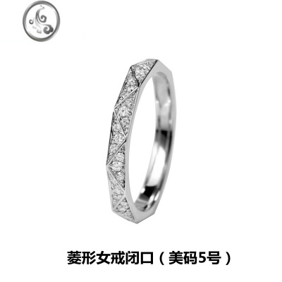JiMi银银999新款菱形镶钻闭口戒指小众设计情侣对戒刻字求婚戒送女友