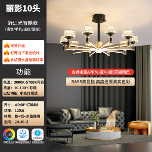 雷士照明全光谱护眼轻奢客厅吊灯主灯客厅灯卧室灯仿水晶玻璃中山灯具