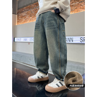 男童加绒牛仔裤新款冬装一体绒裤子大儿童加厚冬季男孩洋气潮