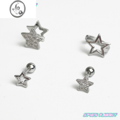 JiMiS-Rabbit 星星套装/镂空镶钻精致耳骨钉千禧辣妹y2k百搭耳扣ins