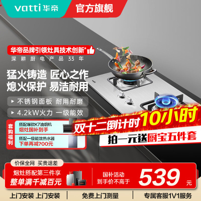 华帝(VATTI) i10039A 台式嵌式台嵌两用 大火力不锈钢燃气灶煤气灶炉具双灶具 液化气