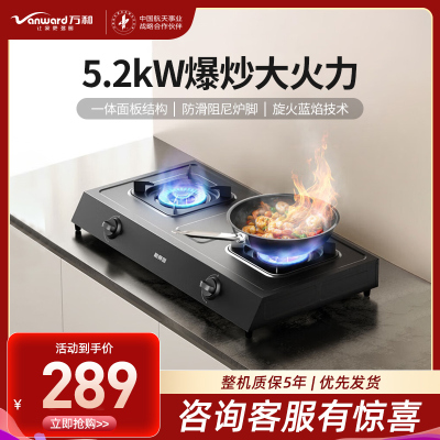 万和(Vanward)天燃气灶具煤气炉台式双灶家用5.2KW猛火 JZT-MB08-D9