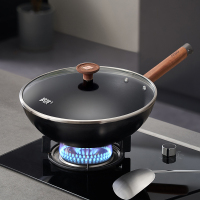 爱仕达32cm大口径有盖炒锅CF32T8Q铁质不易粘通用炉灶健康烹饪神器