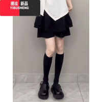 YIBUSHENG大码女装2024装新款胖MM立体口袋层次感俩层显瘦阔腿花苞短裤裙