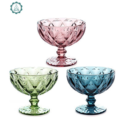 封后 菱形红绿蓝共3只玻璃杯