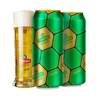 青岛啤酒(TSINGTAO)足球罐啤酒10度500ml*12罐*2箱(ZB)