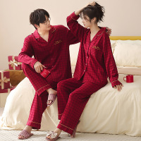 情侣睡衣春秋冬季棉质本命年喜庆结婚红色一男士一女士家居服套装