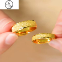JiMi仿金色素圈男女款对戒小红书同款活口饰品戒指时尚可调节指环送礼