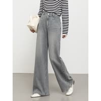 20266春新款休闲高腰牛仔阔腿裤女宽松垂感刺绣直筒拖地裤