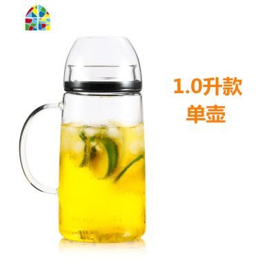冷水壶玻璃可高温防爆密封防尘大容量凉白开水瓶耐热放冰箱家用 FENGHOU 扣杯套壶+2只扣杯凉水壶