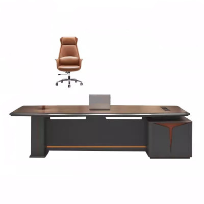 迅迈 1.6米老板桌+老板椅 轻奢老板桌办公桌简约现代总裁桌大班台经理办公室桌椅组合电脑桌