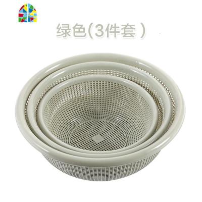 家用塑料洗菜篮大号沥水果蔬篮滤水筛子筐镂空洗菜盆淘菜收纳套装 FENGHOU 绿色210g