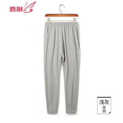男士睡裤长裤家居裤薄款宽松大码束脚空调裤棉居家裤费琳