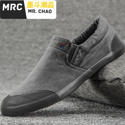 帆布鞋男士布鞋一脚蹬男鞋懒人开车透气休闲子韩版单鞋墨斗潮品