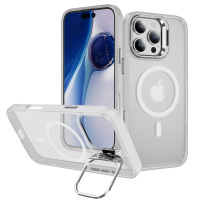 格伯图GEBOTU苹果iPhone15Pro壳隐形镜头支架磁吸手机壳肤感磨砂超薄防摔全包