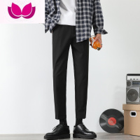 七斓西装裤男直筒九分垂感小西裤休闲小脚韩版潮流秋季新款修身长裤子