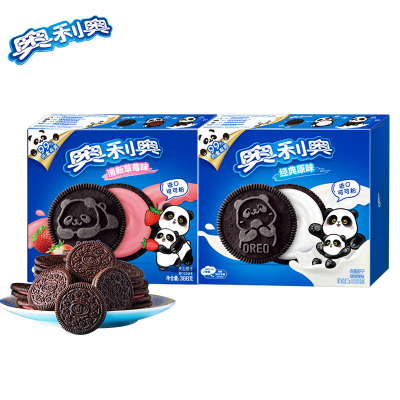 奥利奥巧克力夹心饼干388g*2盒儿童休闲零食点心正品早餐办公室下午茶(草莓味+原味)